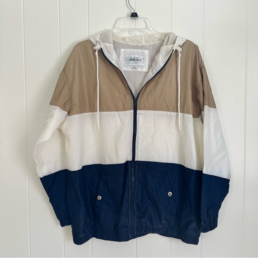 Cambridge Men's Windbreaker Jacket -
Khaki/Navy/White - Size M